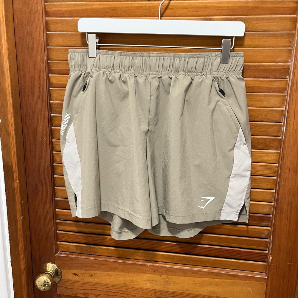 Gymshark Men’s Taupe Training Shorts with Light Panel